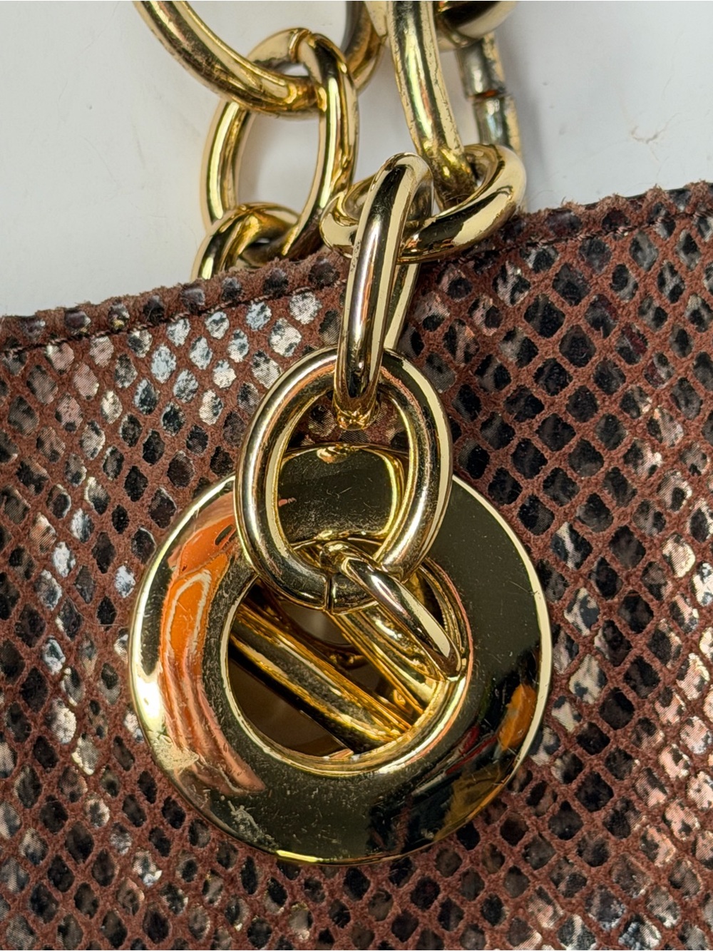 Cynthia Rowley Brown Snake-Embossed Tote with Gold Hardware - Picture 4 of 6